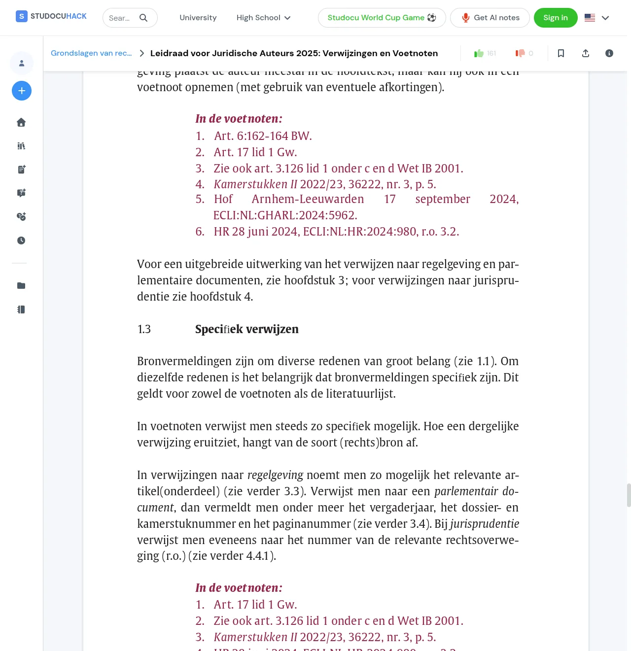 A Studocu document open in the browser with the extension active: the site logo replaced by the StudocuHack tile, no premium banner or Upgrade button, and a page of text fully readable where the site would have blurred it.