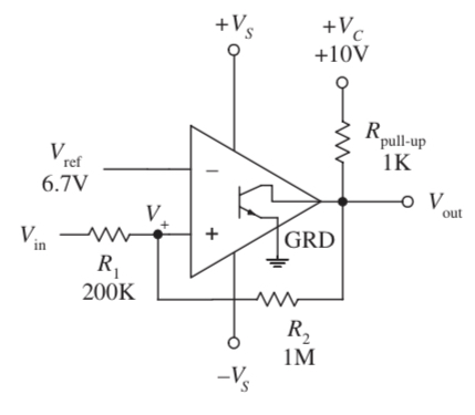 Noninverting comparator with hysteresis